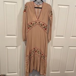 Chasing Unicorns Blush Pink Embroidered Maxi Dress